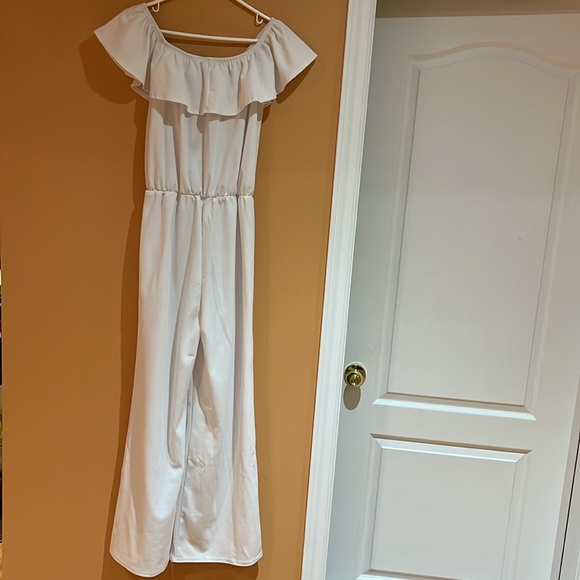 White Ruffle Jumpsuit - Picture 4 of 8